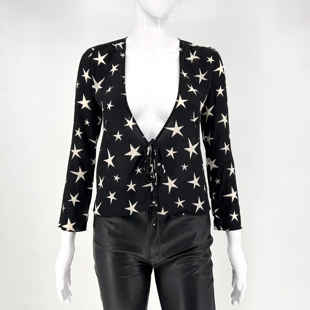 Réalisation Par Bianca Starstruck Tie Front Silk Top XXS